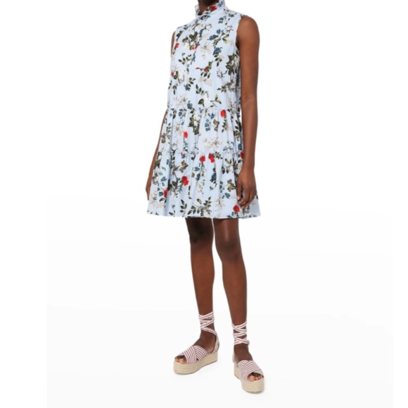 Erdem Porto Mini Dress In Blue Floral; Size 4 - Picture 1 of 5